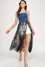 Midnight Lace Denim Dress